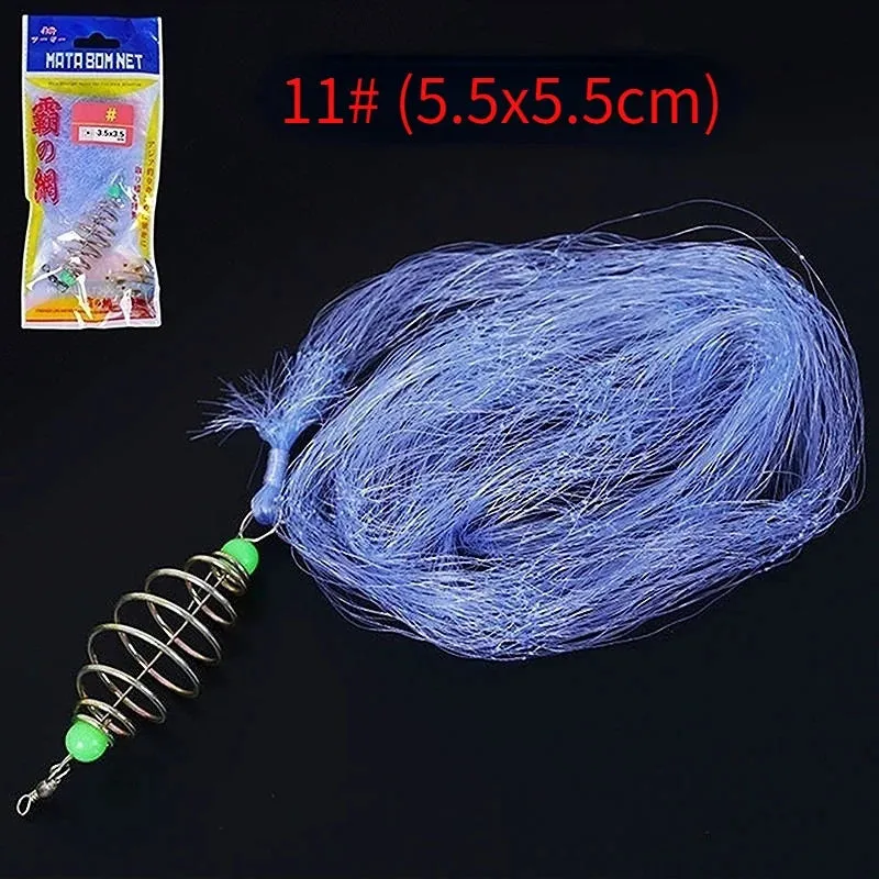 11 Size Fishing Net Trap Mesh Luminous Bead Netting Sea Fish Net Tackle Design Copper Shoal Cast Gill Feeder Fishing Trap