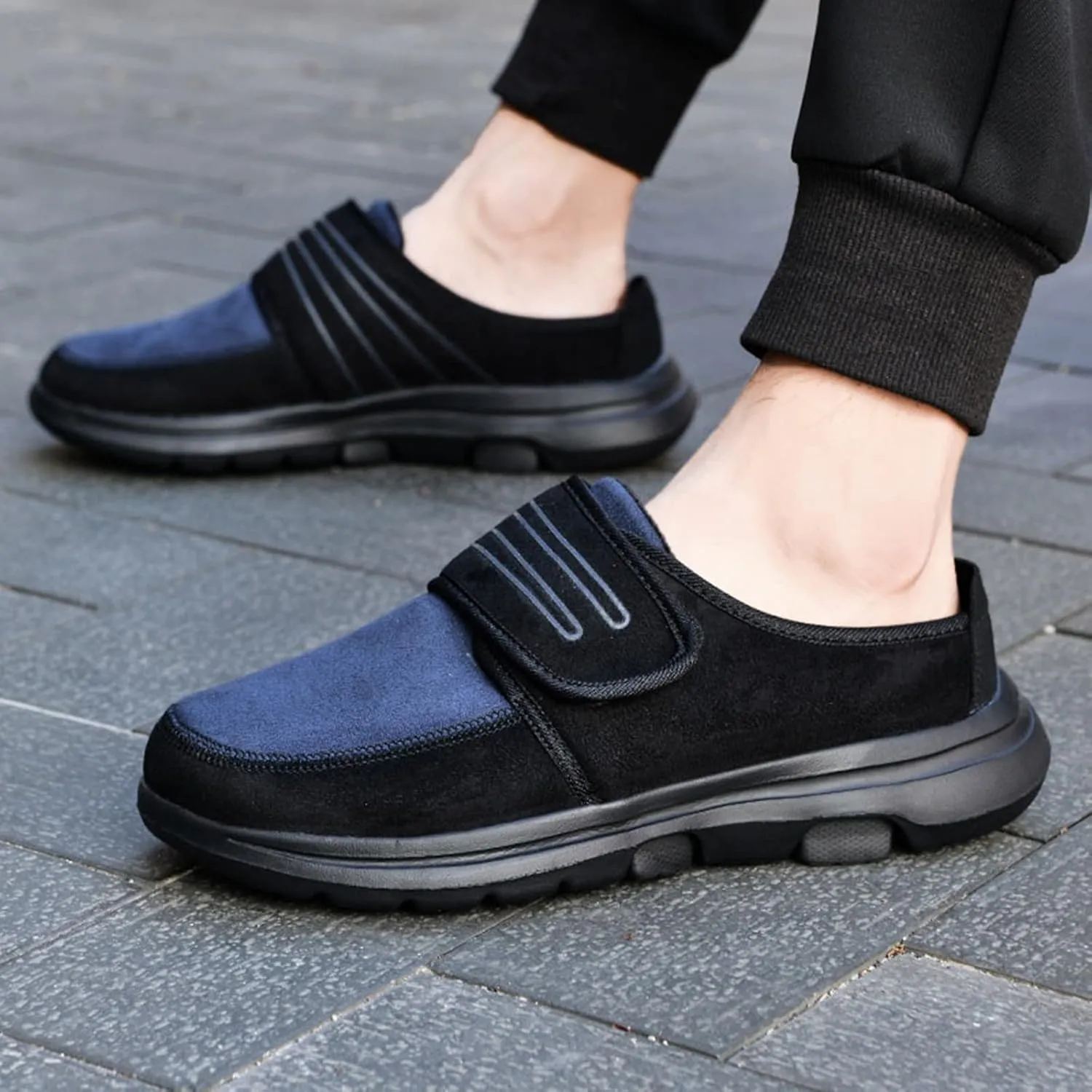 2022 New Couple Men's Autumn and Winter Walking Lightweight Soft Sole Non Slip Cover Heel Mens Casual Slip on Shoes Wide Men'