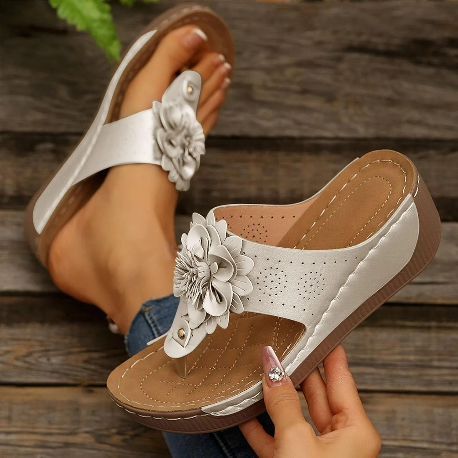 2025 Summer Orthopedic Sandals for Women Comfy Arch Support Slip on Wedge Sandals Dressy Casual Beach Shoes Footwear