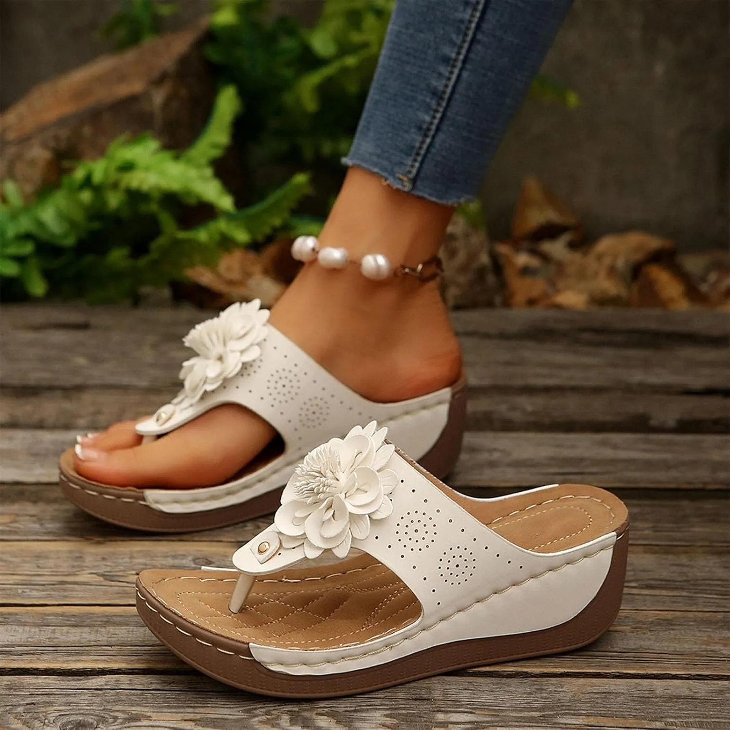 2025 Summer Orthopedic Sandals for Women Comfy Arch Support Slip on Wedge Sandals Dressy Casual Beach Shoes Footwear