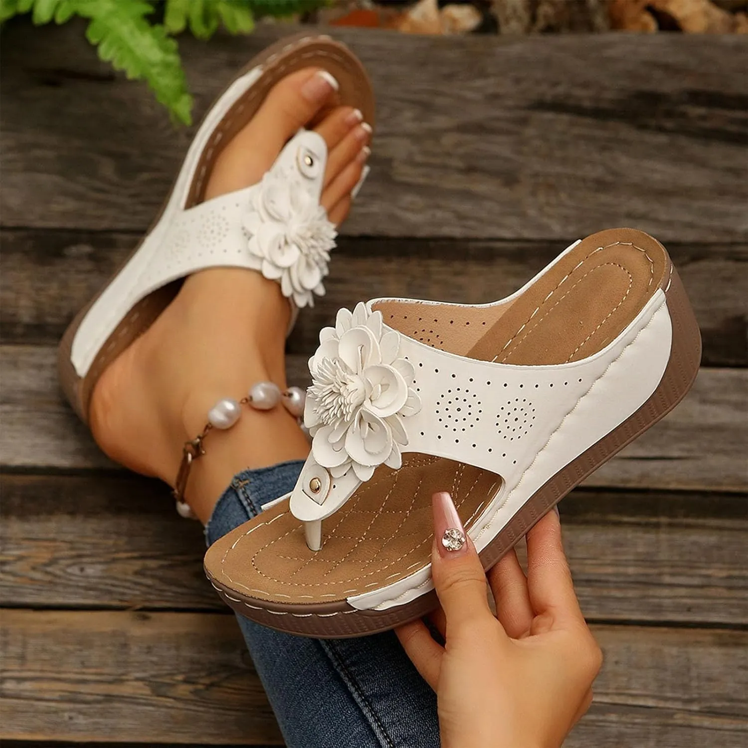 2025 Summer Orthopedic Sandals for Women Comfy Arch Support Slip on Wedge Sandals Dressy Casual Beach Shoes Footwear
