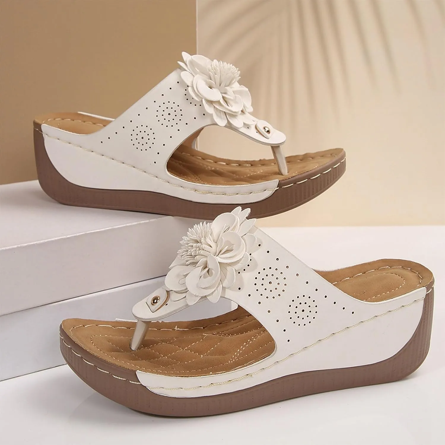 2025 Summer Orthopedic Sandals for Women Comfy Arch Support Slip on Wedge Sandals Dressy Casual Beach Shoes Footwear