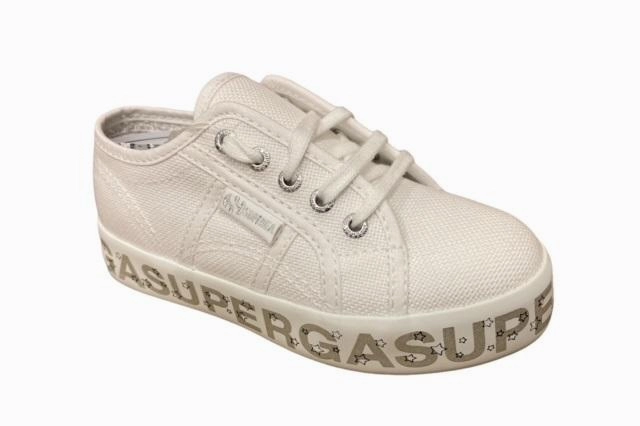 Superga scarpa sneakers da bambina con zeppa Lettering Printed S81152W AC4 bianco arch - support shoes Outdoor Running