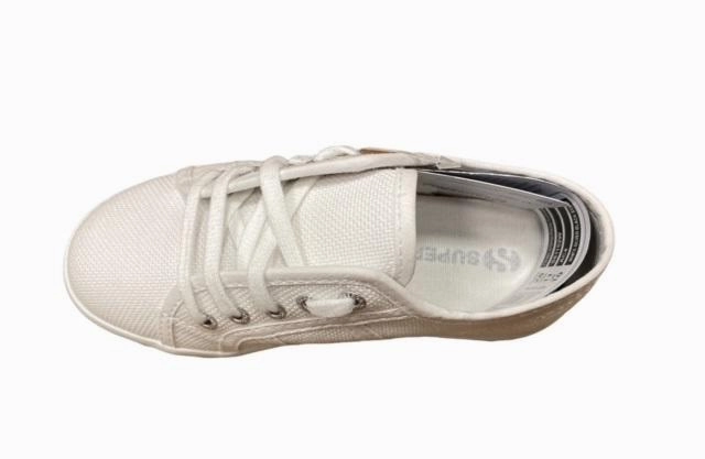 Superga scarpa sneakers da bambina con zeppa Lettering Printed S81152W AC4 bianco smooth - finish shoes