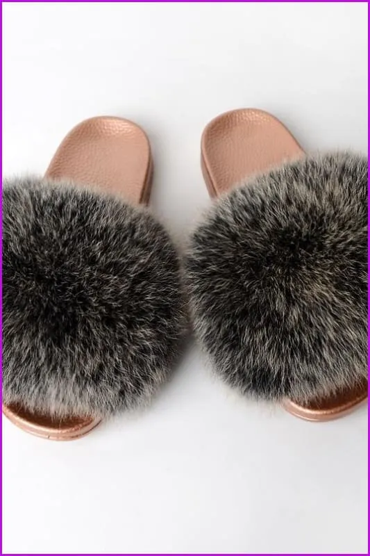 {5-7 days wait for make} Golden Sole Fluffy Fur Slides F955