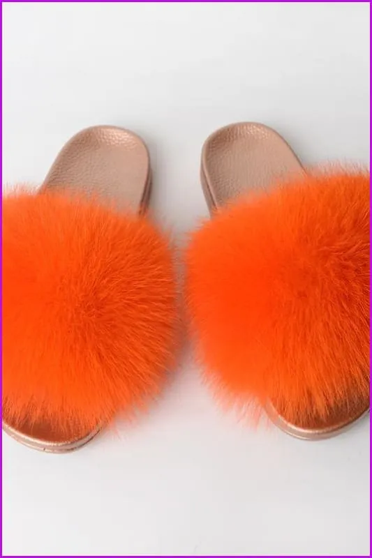 {5-7 days wait for make} Golden Sole Fluffy Fur Slides F955