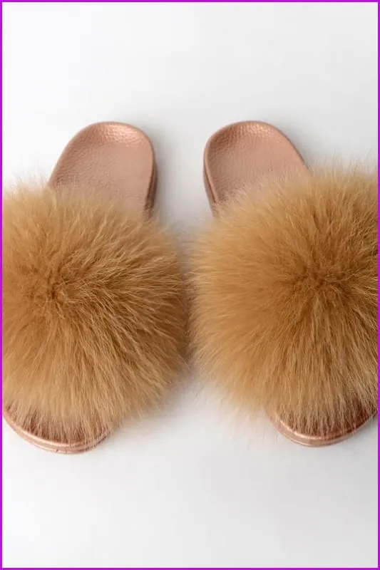 {5-7 days wait for make} Golden Sole Fluffy Fur Slides F955