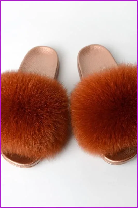 {5-7 days wait for make} Golden Sole Fluffy Fur Slides F955