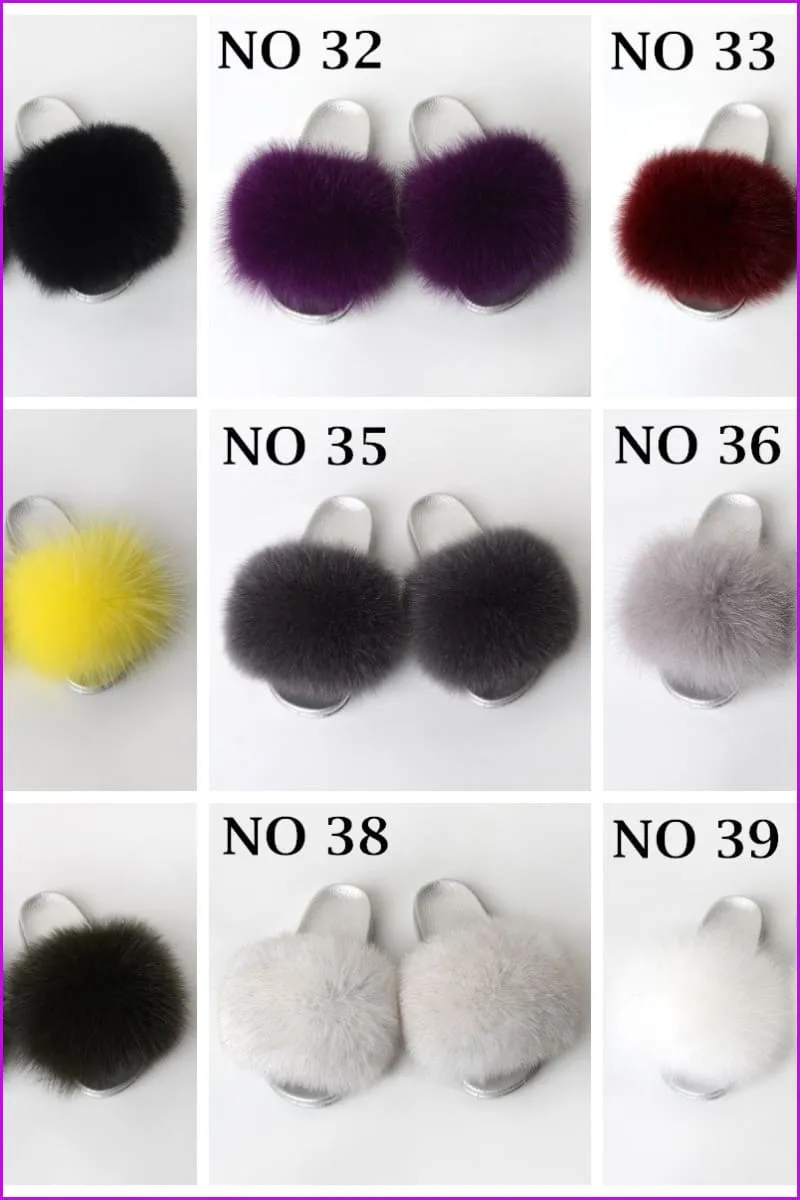 {5-7 days wait for make} Silver Sole Fluffy Fur Slides F956