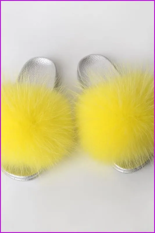 {5-7 days wait for make} Silver Sole Fluffy Fur Slides F956