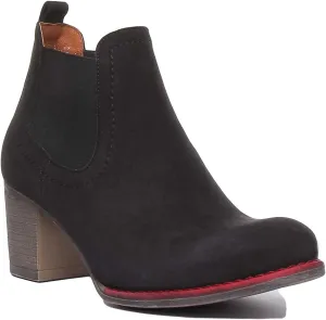 6000R Block Heel Suede Chelsea Boot In Black
