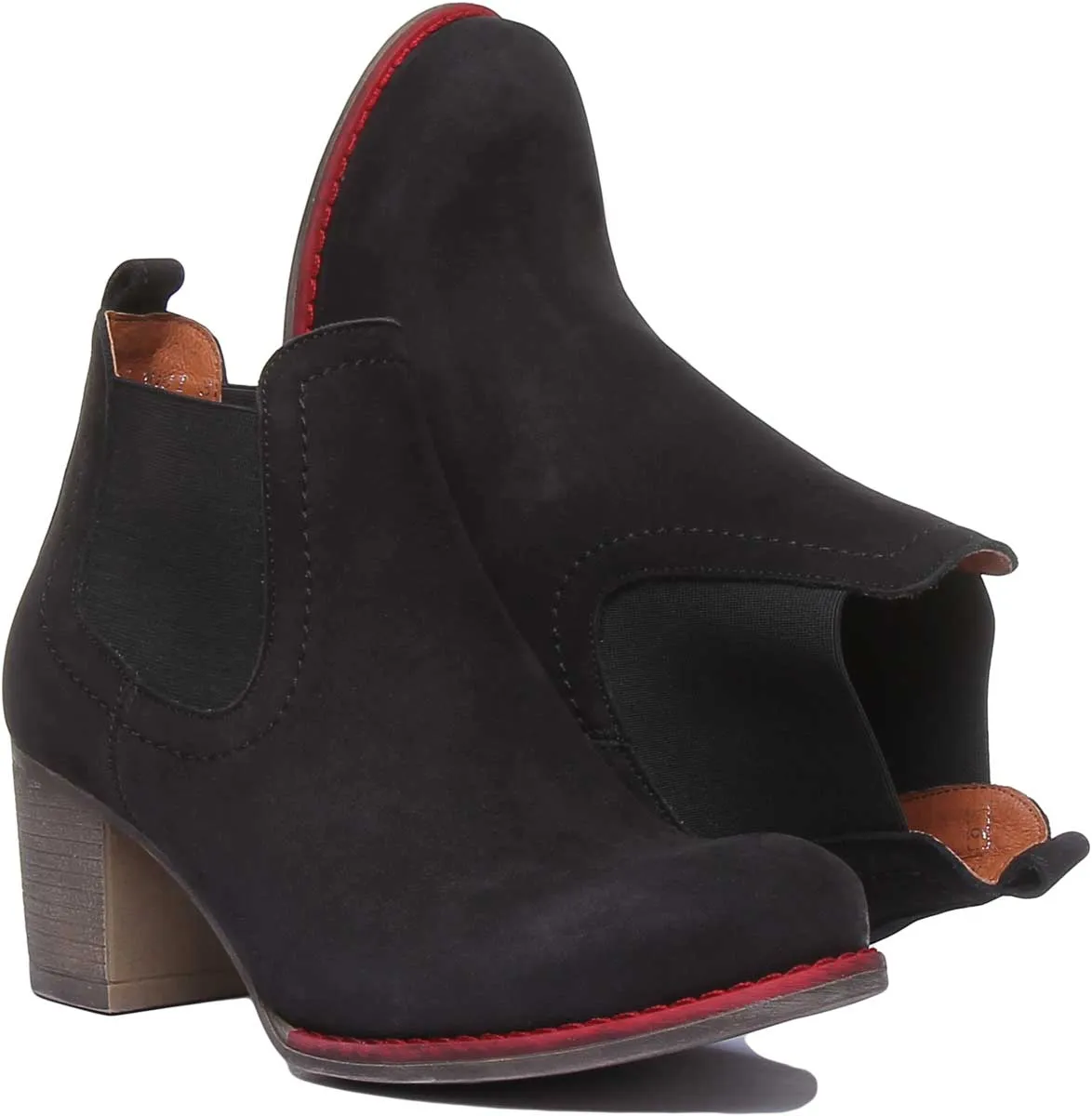 6000R Block Heel Suede Chelsea Boot In Black