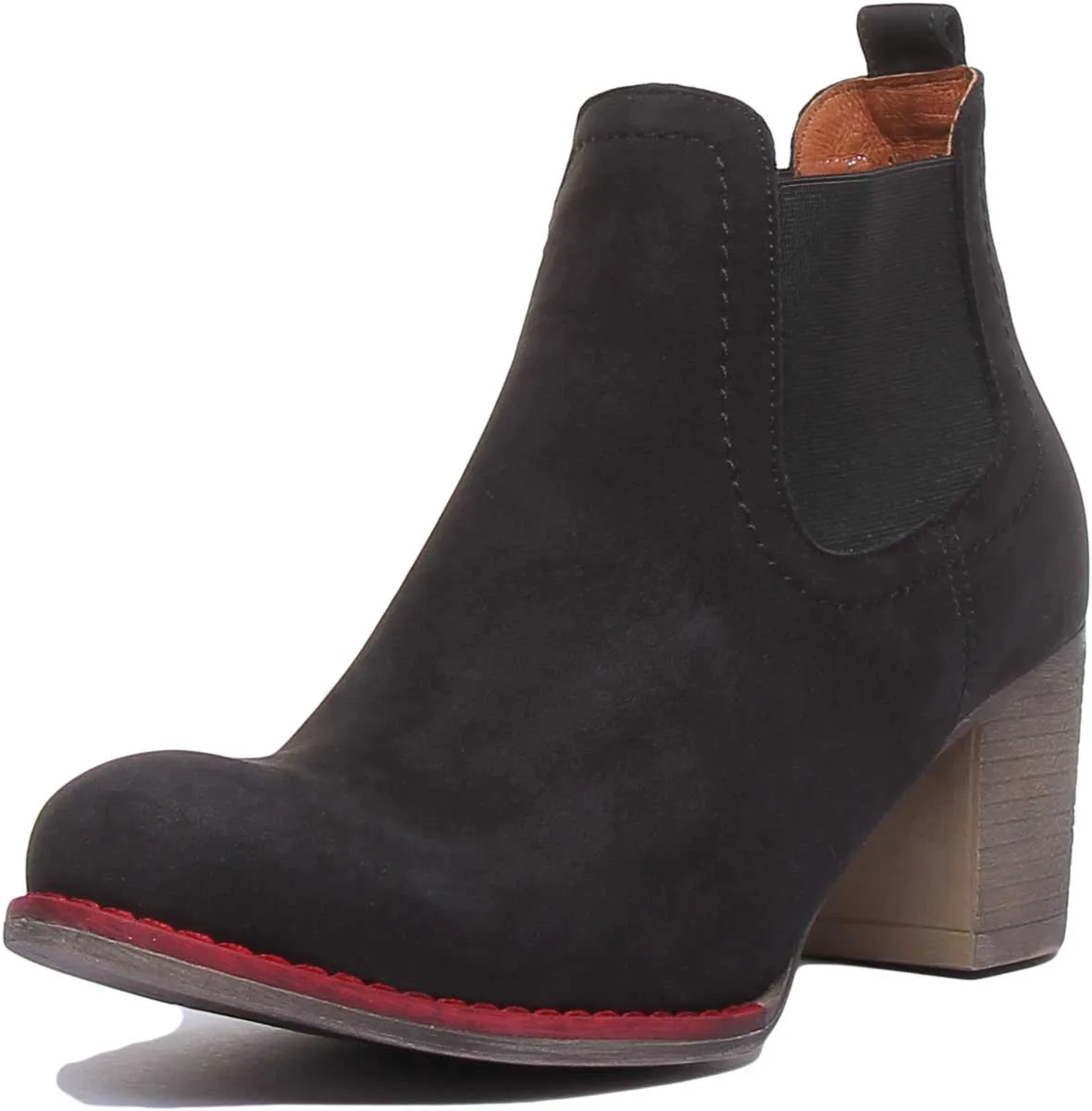 6000R Block Heel Suede Chelsea Boot In Black