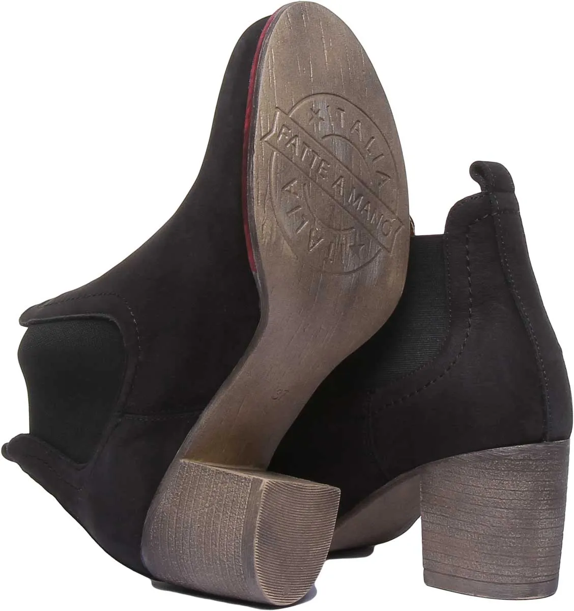 6000R Block Heel Suede Chelsea Boot In Black