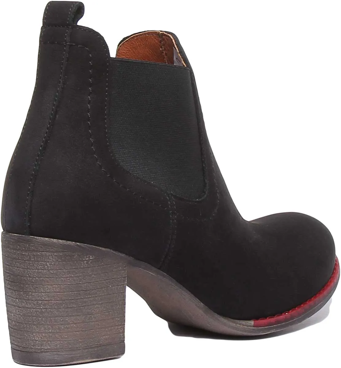 6000R Block Heel Suede Chelsea Boot In Black