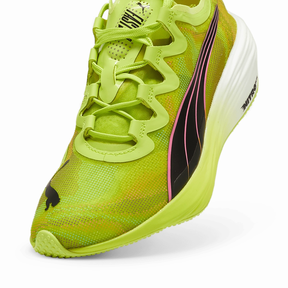 running in autumn shoes elastic band shoes Puma Fast-FWD Nitro Elite Psychedelic Rush Women's  Running Shoes SS24 Lime Pow-Puma Black-Poison Pink