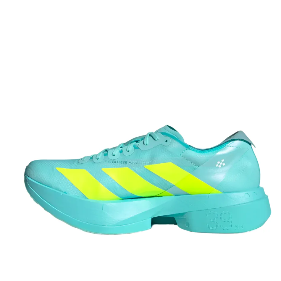loose fit shoes Adidas Men's Adizero Adios Pro 4 Running Shoes in Flash Aqua/Lucid Lemon/Mint Ton AW25