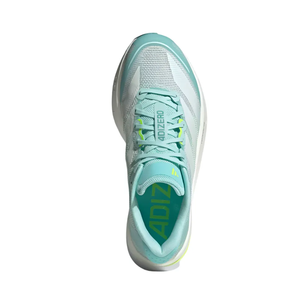 Adidas Women's Boston 13 Running Shoes in Semi Flash Aqua/Zero Metalic/Lucid Lemon AW25 OrthoticFriendly
