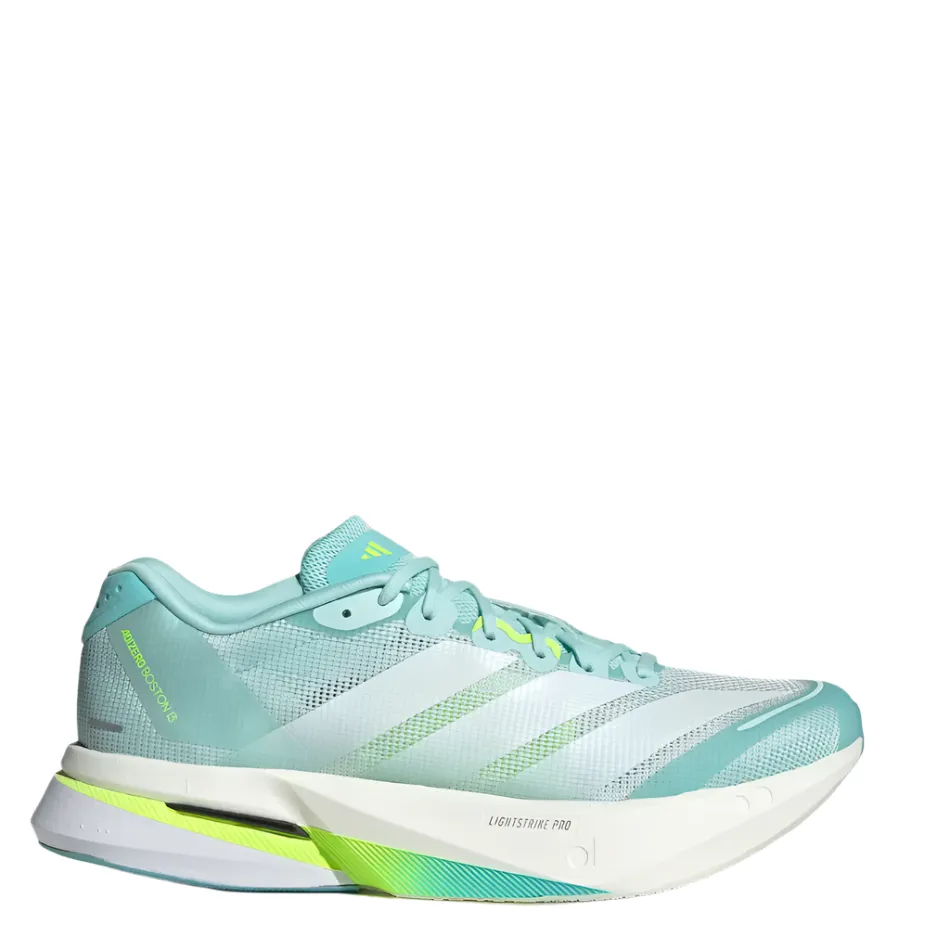 All Walks Dynamic Heel Counter Adidas Women's Boston 13 Running Shoes in Semi Flash Aqua/Zero Metalic/Lucid Lemon AW25