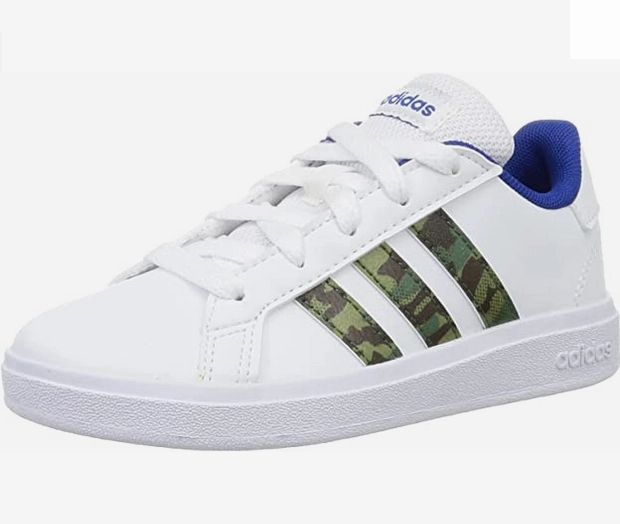 Aerobic Motion Control Adidas scarpa sneakers da ragazzo Grand Court 2.0 K GV6796 bianco mimetico