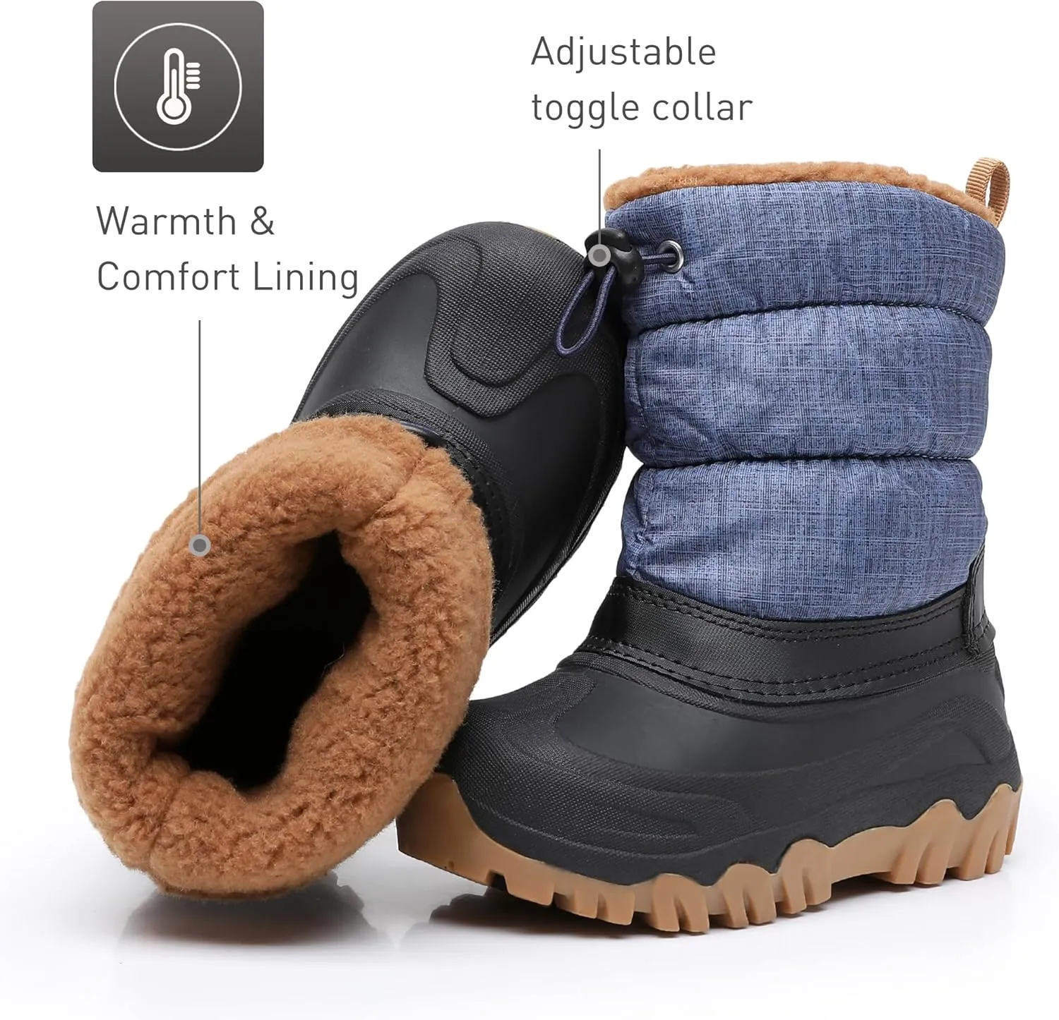 Ahannie Kids Boys Girls Winter Snow Boots Waterproof Anti-Slip Warm Outdoor Shoes (Toddler/Little Kid)