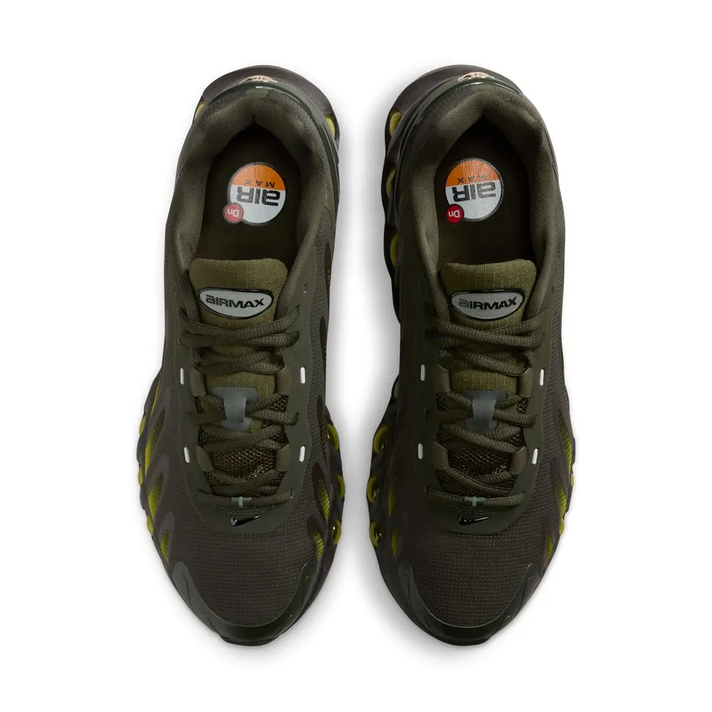 Air Max DN8 'Sequoia Black Bright Citron' Tapered Heel Collar closed - toe - feature shoes
