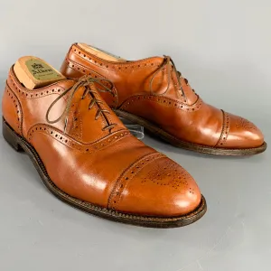 ALDEN Size 10 Brown Cognac Perforated Leather Cap Toe Lace-Up Shoes