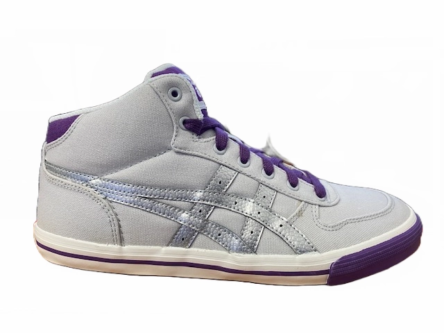 synthetic leather shoe feature Onitsuka Tiger scarpa sneakers da ragazza in tela Aaron C4B0N 1093 grigio argento