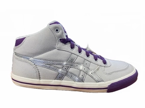 synthetic leather shoe feature Onitsuka Tiger scarpa sneakers da ragazza in tela Aaron C4B0N 1093 grigio argento