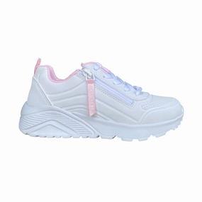 casual running footwear Skechers scarpa sneakers da junior Uno Lite Easy Zip 310387L/WHT bianco