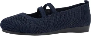 AMDBEL Women's Ballet Flats Shoes Comfortable Walking Shoe, Women's Breathable Crochet Knit Mesh Round Toe Slip On Casual Ballet Flats Dress Shoes Double Strap Low Wedge Shoes Lightweight #06