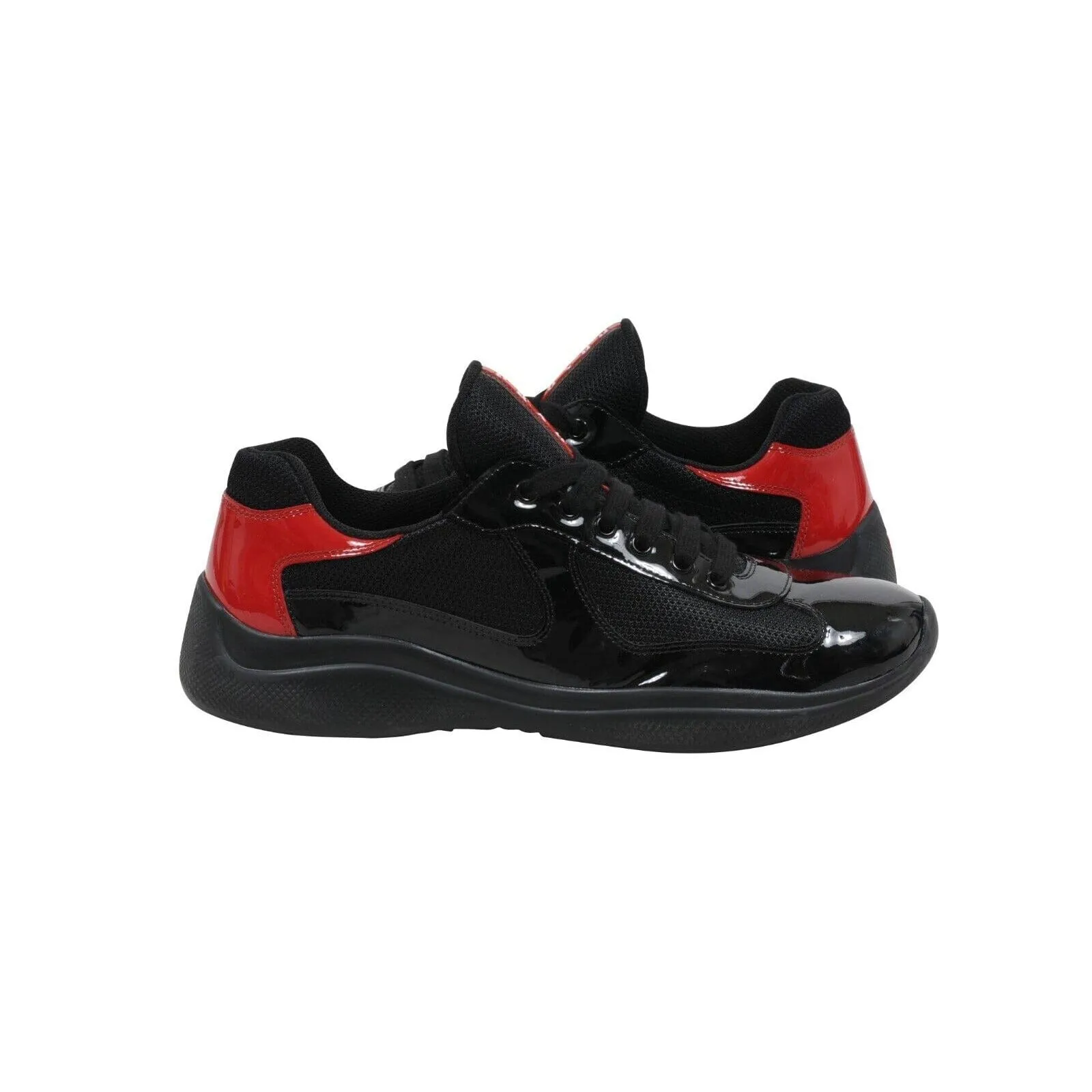 Americas Cup Black Red Patent Leather Low Top Sneakers