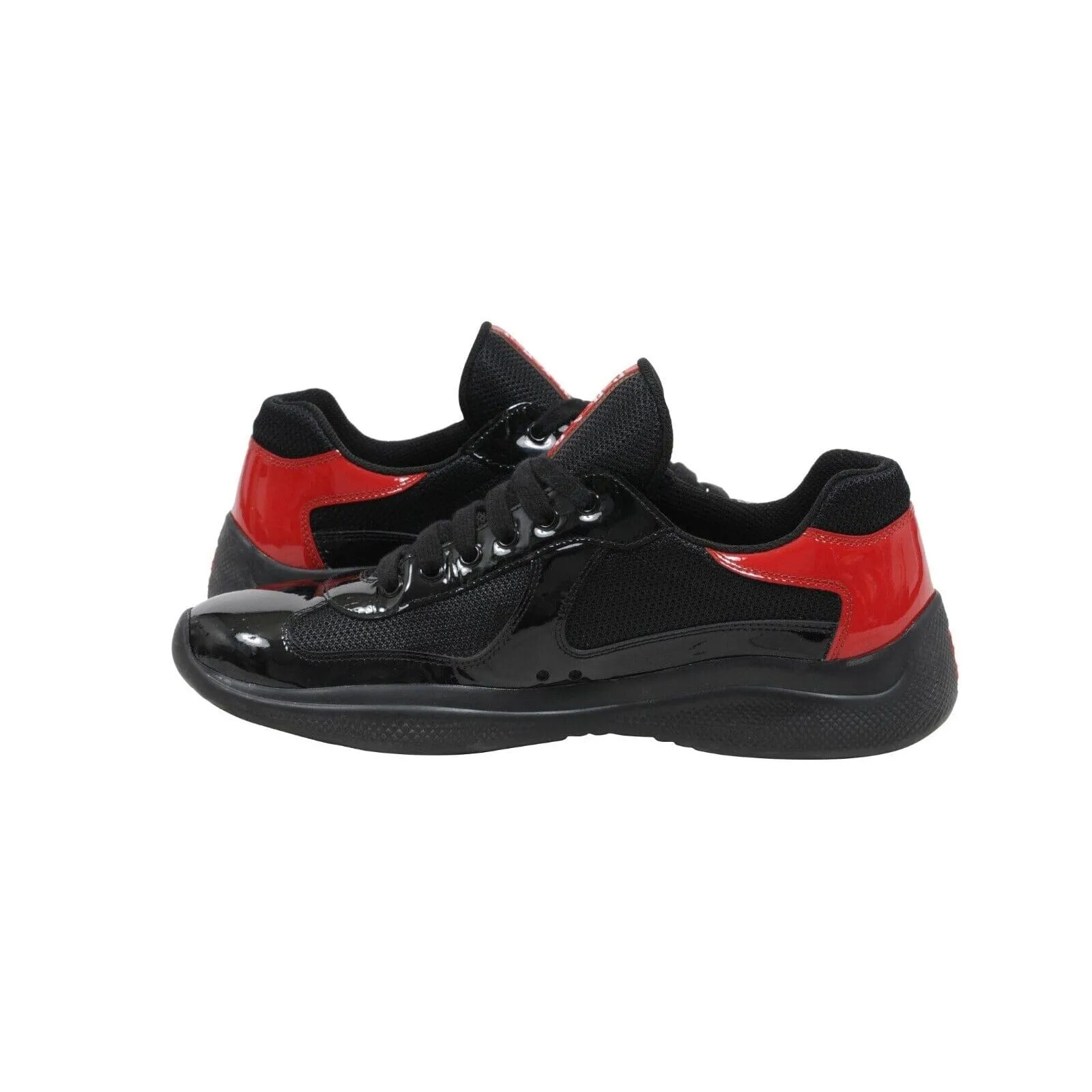 Americas Cup Black Red Patent Leather Low Top Sneakers