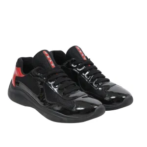 Americas Cup Black Red Patent Leather Low Top Sneakers