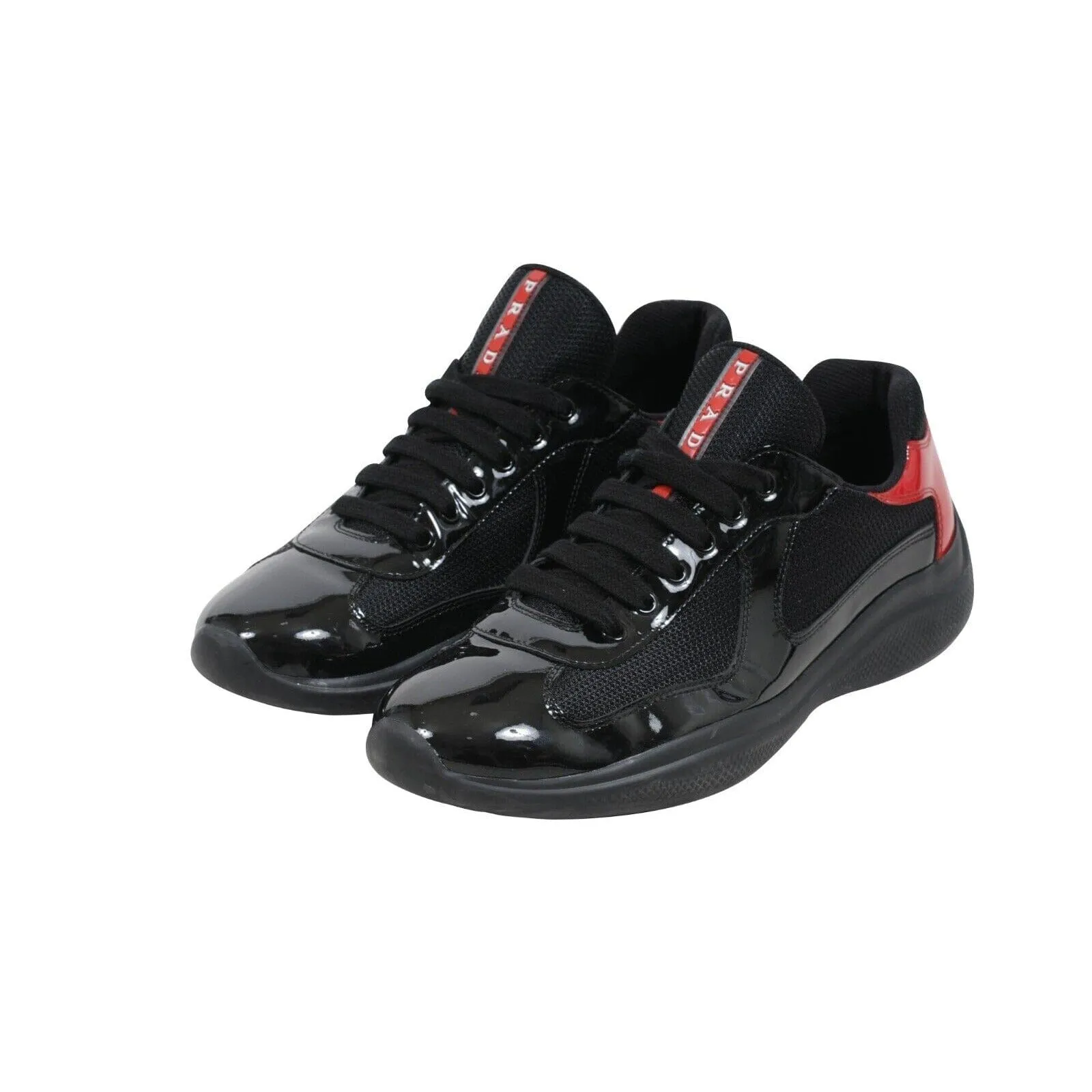 Americas Cup Black Red Patent Leather Low Top Sneakers