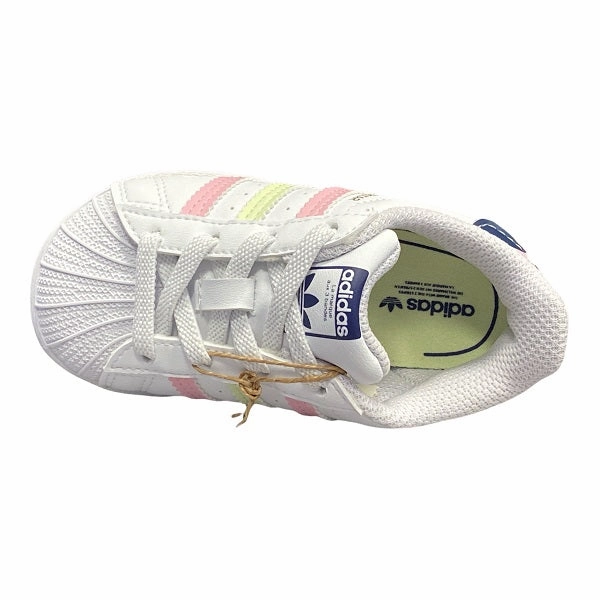 Adidas Originals sneakers da bambina Superstar EL I GY3332 bianco-limone-rosa running on treadmill shoes