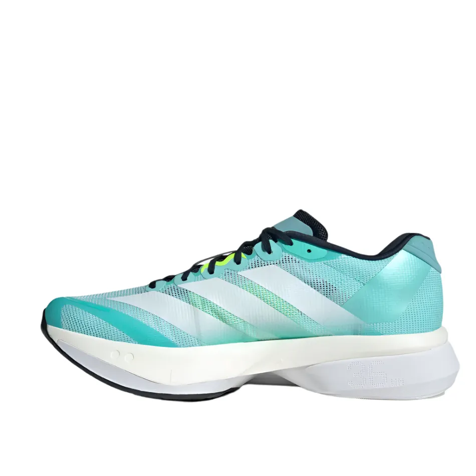 Adidas Men's Boston 13 Running Shoes in Flash Aqua/Cloud White/Lucid Lemon AW25 Flex Fit Midfoot Cage