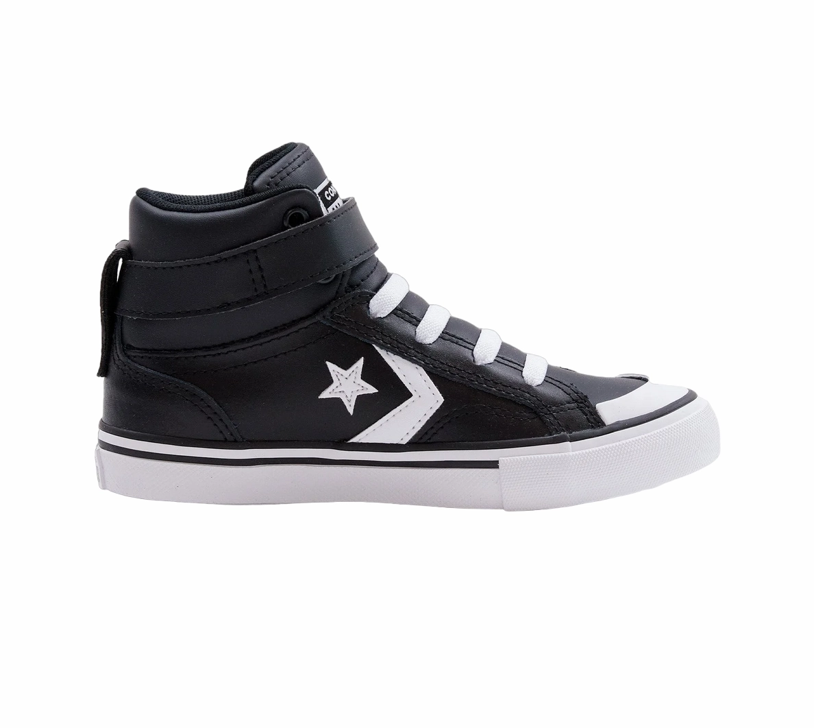 Converse scarpa sneakers alta con laccio elastico e velcro da ragazzo  Pro Blaze A01074C nero-bianco birthday - themed running wear Contoured Footframe