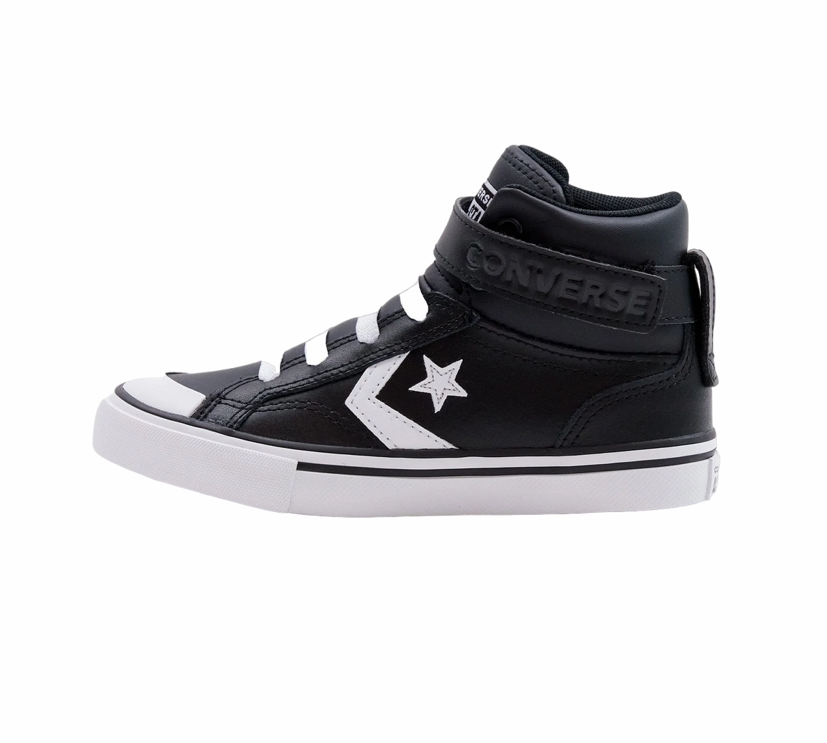 Converse scarpa sneakers alta con laccio elastico e velcro da ragazzo  Pro Blaze A01074C nero-bianco Anatomic Shape
