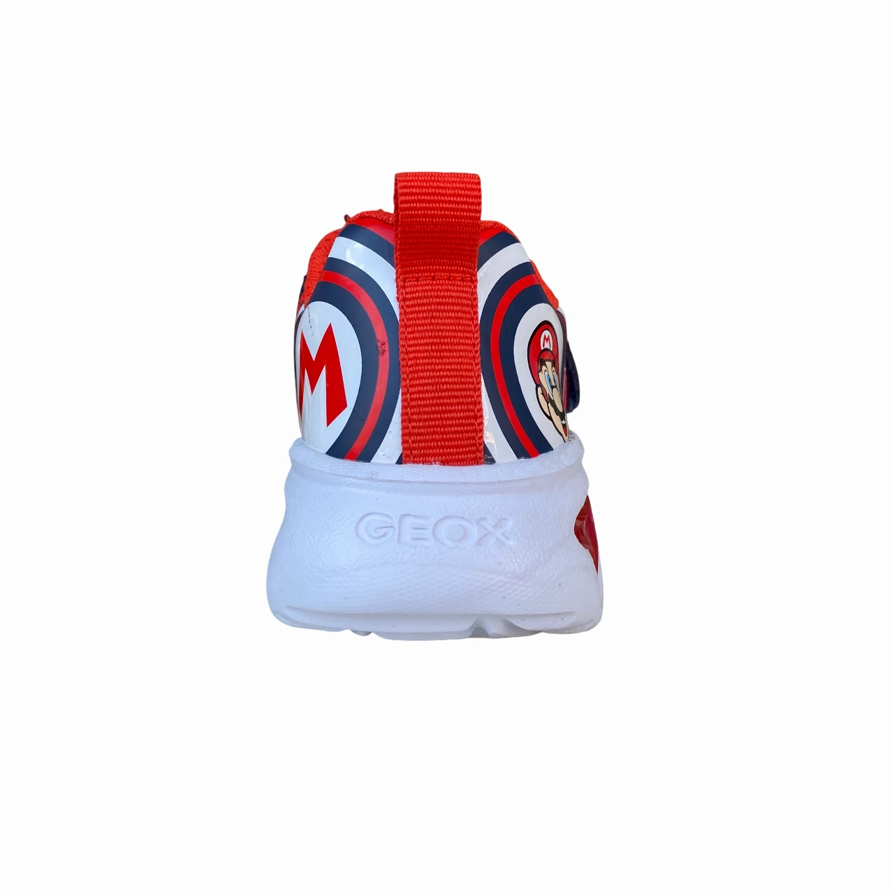 Geox scarpa da ginnastica da bambino  con laccio elastico e velcro Assister  J55DZB 02A54 C0735 blu-rosso Stable Base Platform