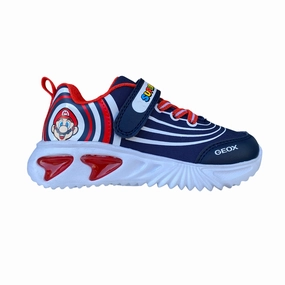 AirCushioning Geox scarpa da ginnastica da bambino  con laccio elastico e velcro Assister  J55DZB 02A54 C0735 blu-rosso