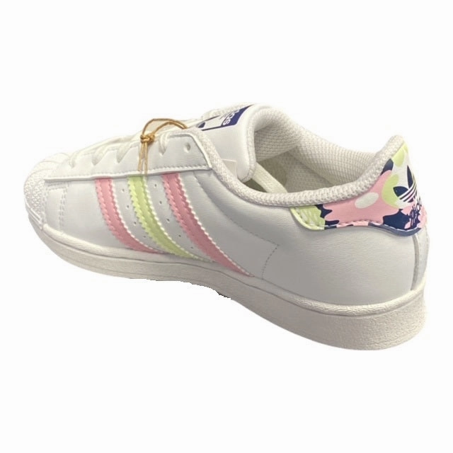 Reinforced sidewalls Adidas Originals sneakers da bambina Superstar C GY3331 bianco-rosa-lime
