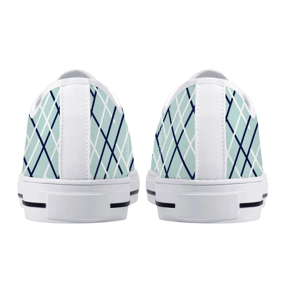 Aqua with Abstract Line Design Canvas Sneakers