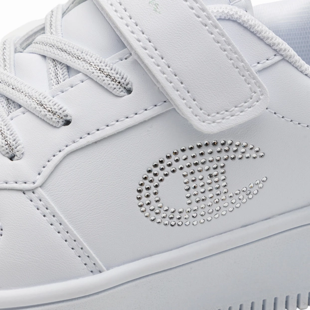 Champion scarpa sneakers con zeppa da bambina Rebound Platform Metal Glitter S32753 WW001 bianco Midfoot Lockdown System Asymmetric Lace Guide