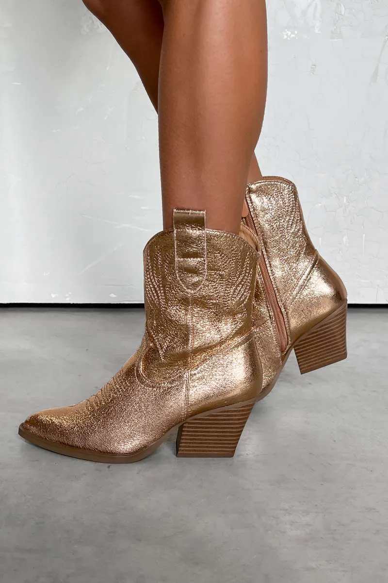ARIZONA Western Cowboy Boots - Rose Gold