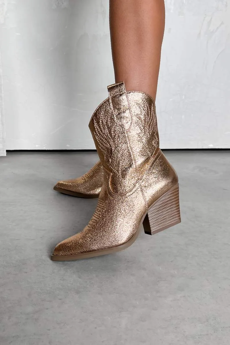 ARIZONA Western Cowboy Boots - Rose Gold