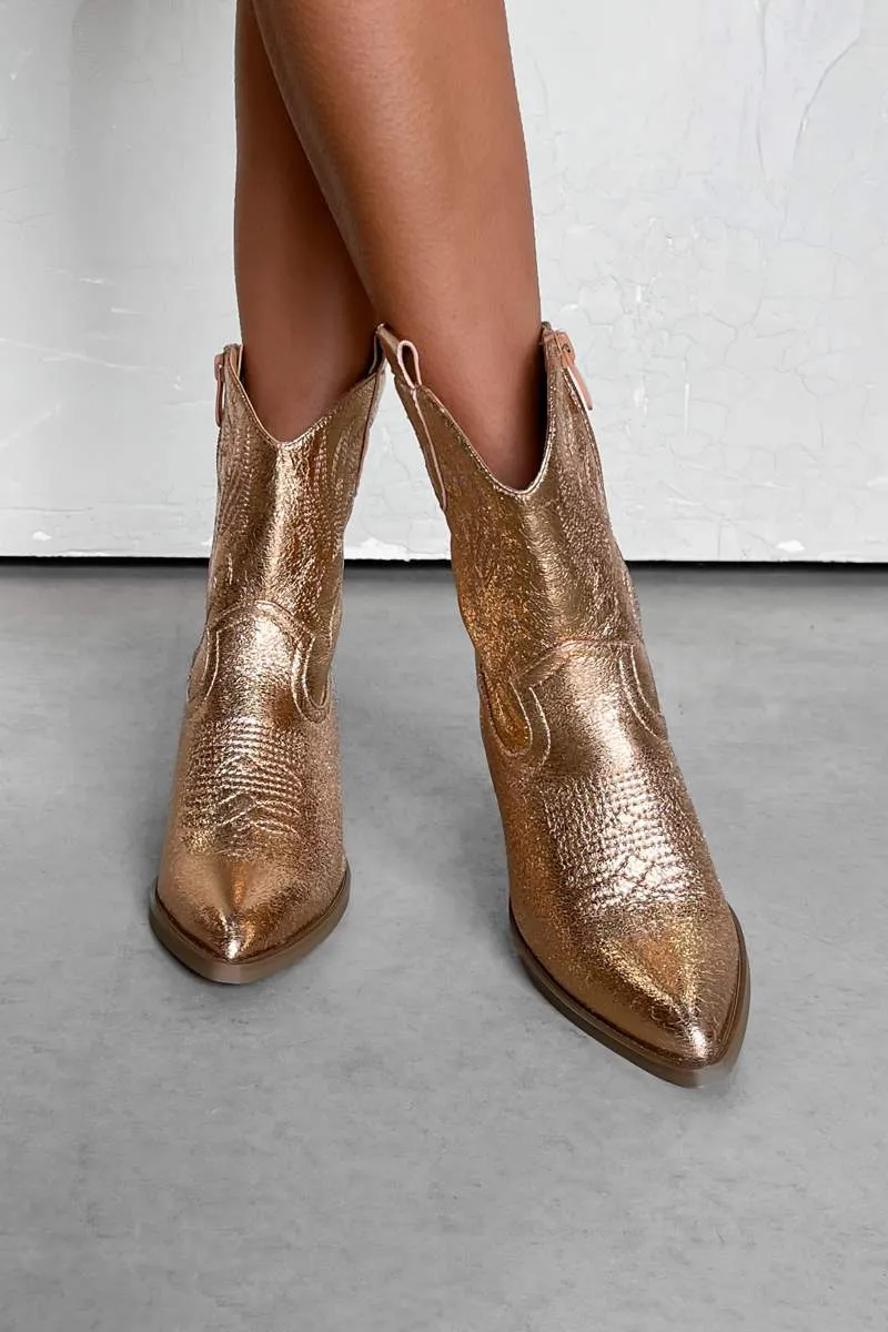 ARIZONA Western Cowboy Boots - Rose Gold