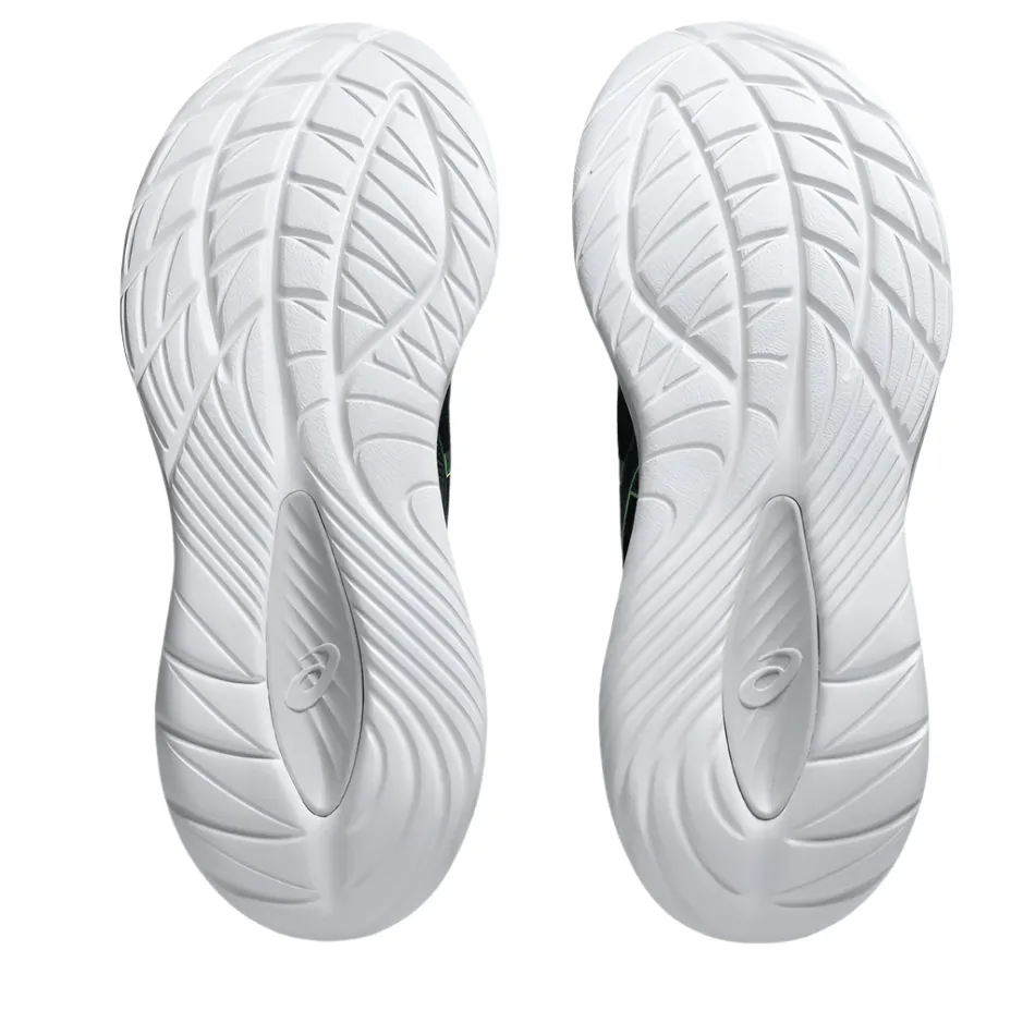 Wide Stance Platform Anti Sink Heel Cup ASICS Men's GEL-CUMULUS 27 Running Shoes in Black/Lucid Yellow AW25