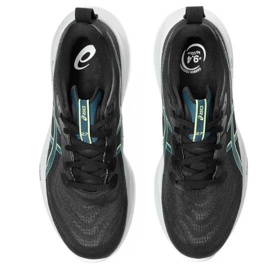 Dynamic Arch Fit snug - fit ASICS Men's GEL-CUMULUS 27 Running Shoes in Black/Lucid Yellow AW25