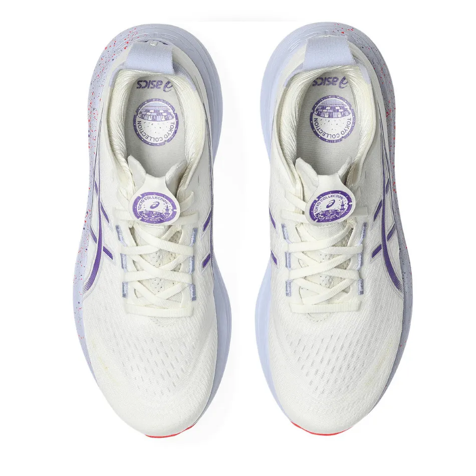 court shoes ASICS Men's GEL-NIMBUS 27 TOKYO Collection Running Shoes in Cream/Edo Purple AW25